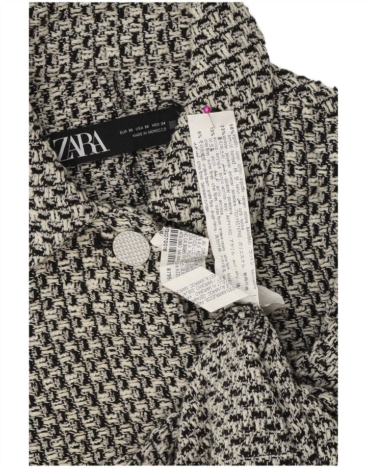 Zara Dame 4-knaps blazerjakke UK 6 XS sort ternet bomuld