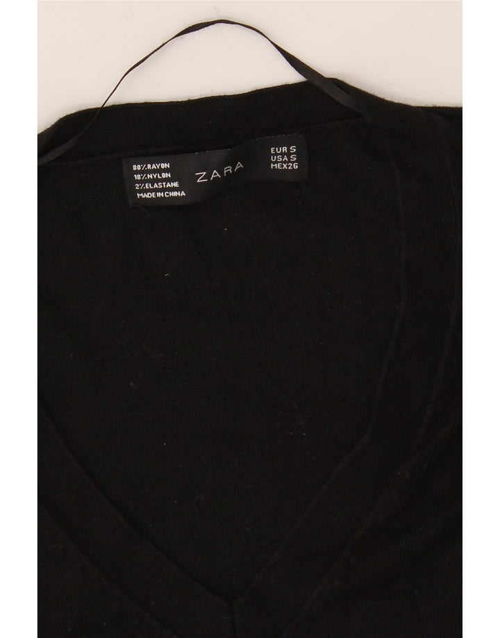 Zara Dame V-hals sweater UK 10 Small Black