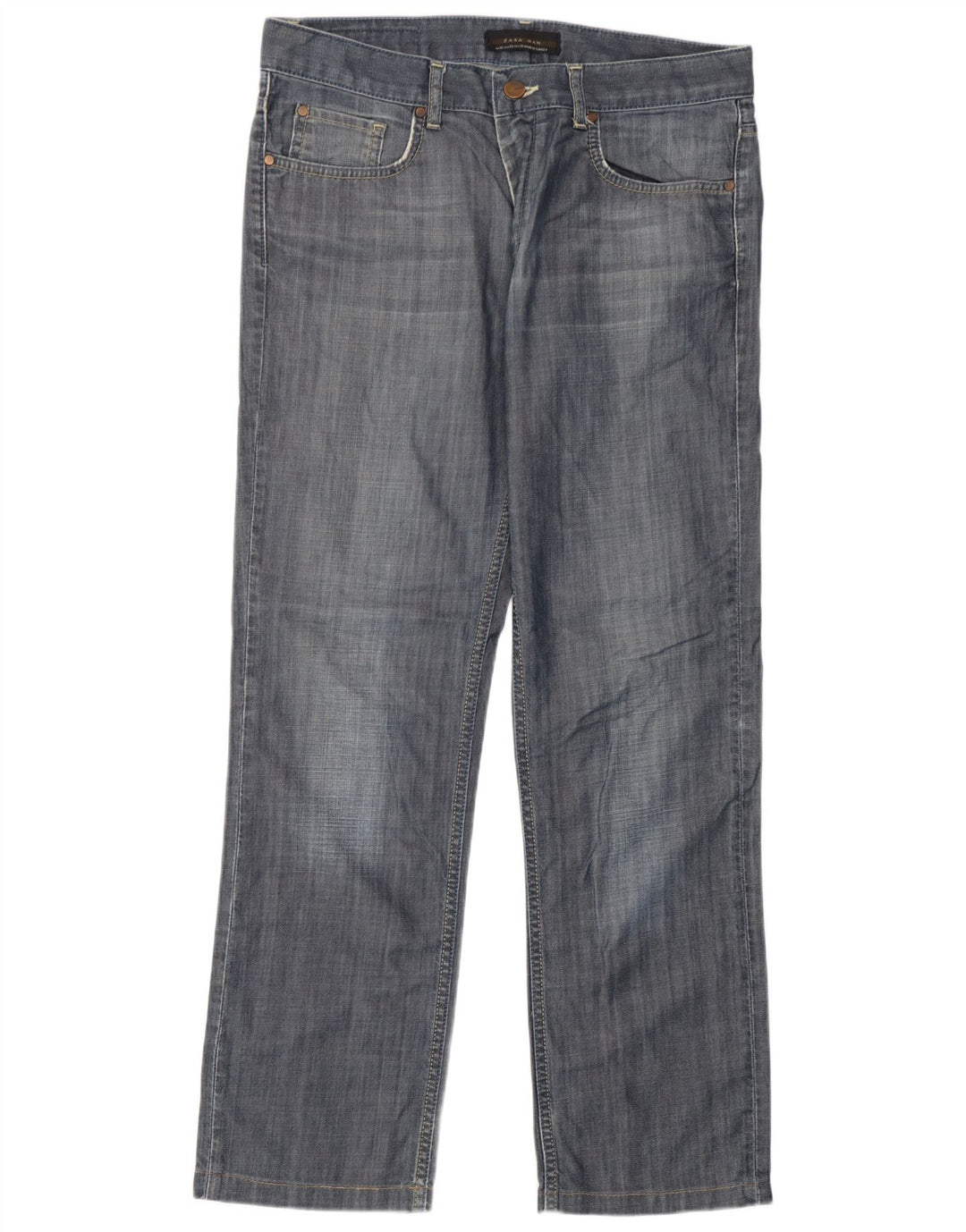 Zara Straight Jeans til mænd EU 42 Large W32 L30 Blå Bomuld