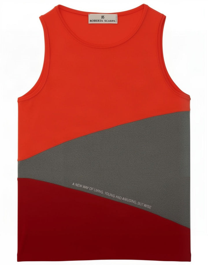 Roberta Scarpa Dame Grafisk Vest Top IT 42 Medium Rød Colourblock Acetate