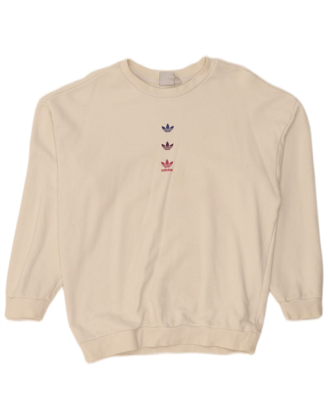 Adidas Dame Grafisk Oversized Sweatshirt Jumper UK 10 Small Off White