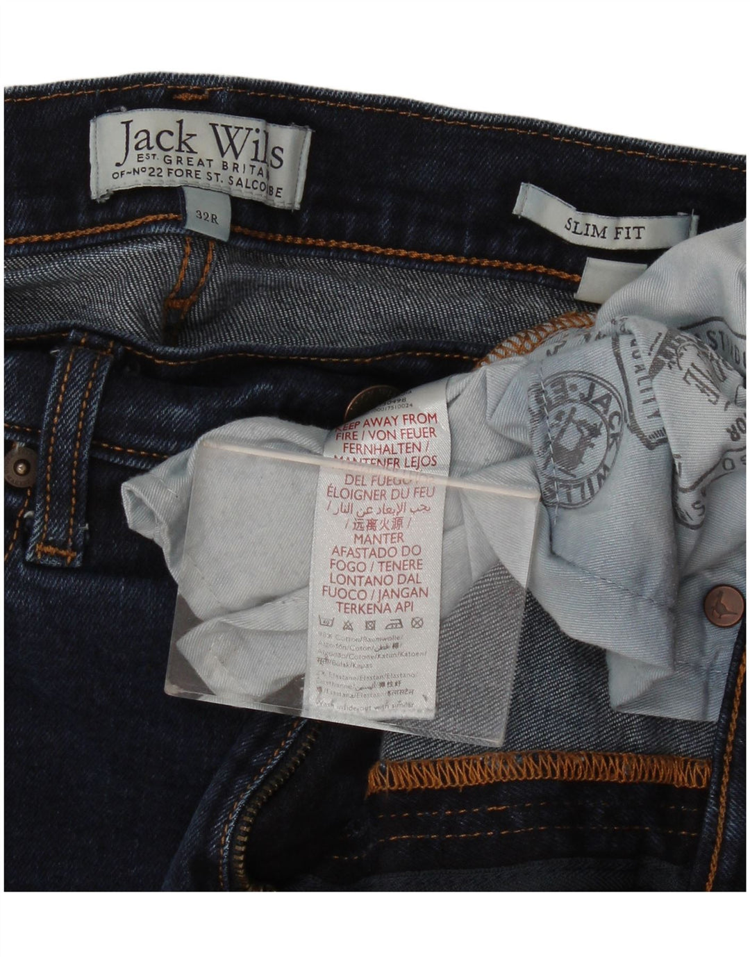 Jack Wills Herre Slim Jeans W32 L28 Marineblå Bomuld