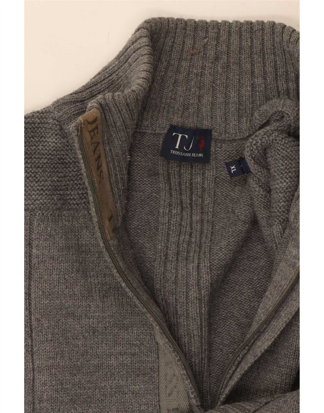 Trussardi Jeans Herre Zip Neck Jumper Sweater XL Grå