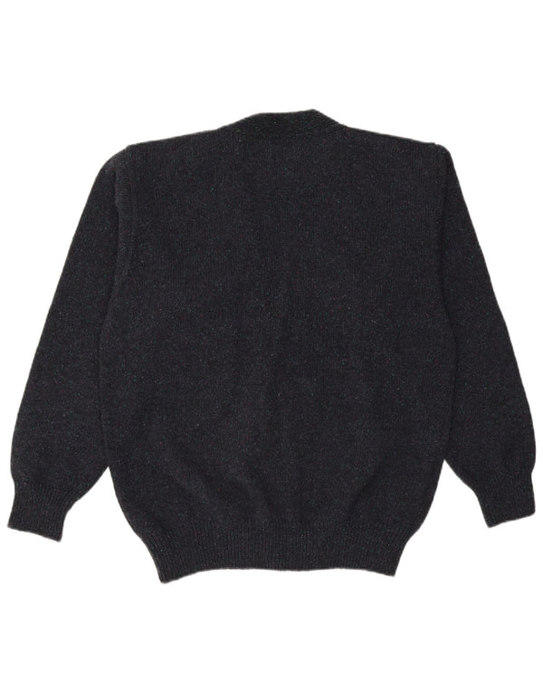 Vintage herre cardigan sweater IT 50 Medium marineblå uld