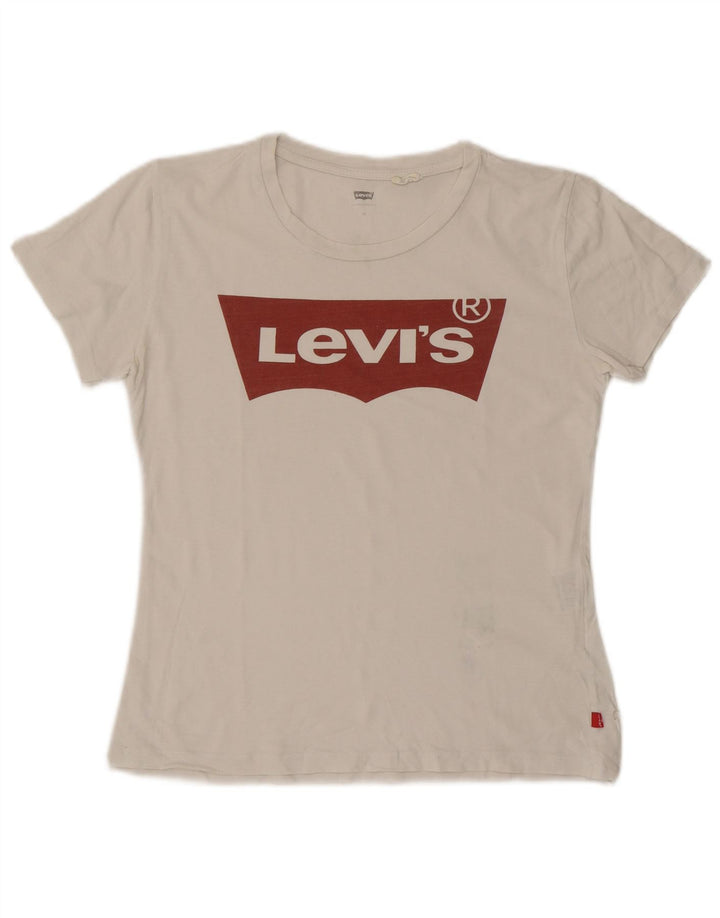 LEVI'S Womens Graphic T-Shirt Top UK 12 Medium White