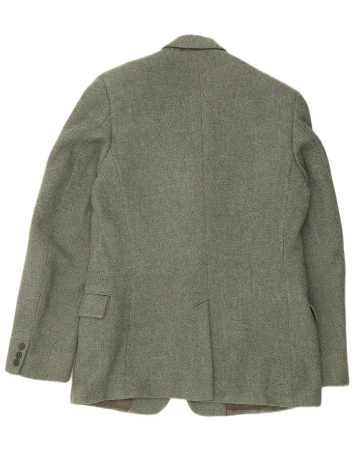 BURTON Herre skræddersyet 2-knaps blazerjakke UK 38 Medium Green Virgin Wool