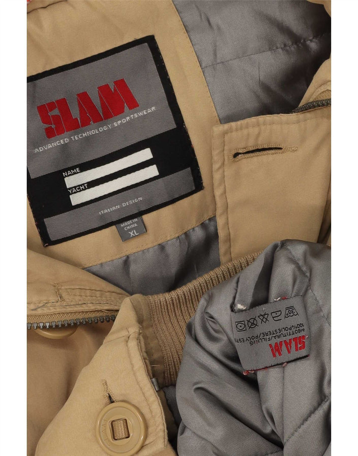 Slam Herre Hooded Bomber Jacket UK 42 XL Beige Polyester