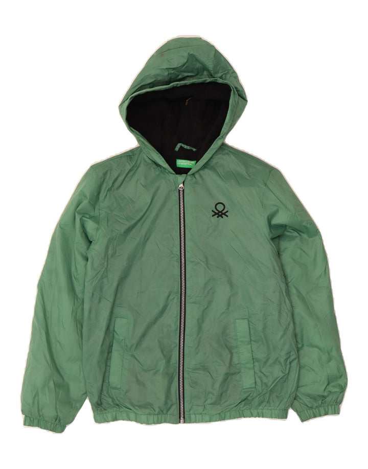 BENETTON Boys Hooded Bomber Jacket 11-12 Years Green Polyamide Vintage Benetton and Second-Hand Benetton from Messina Hembry 