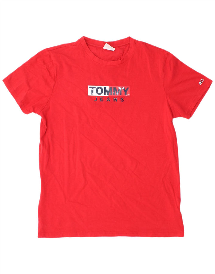 Tommy Hilfiger Herre Grafisk T-Shirt Top Stor Rød Bomuld