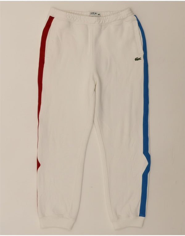 Lacoste Mens Tracksuit Trousers Joggers Size 4 Medium  White Striped Cotton