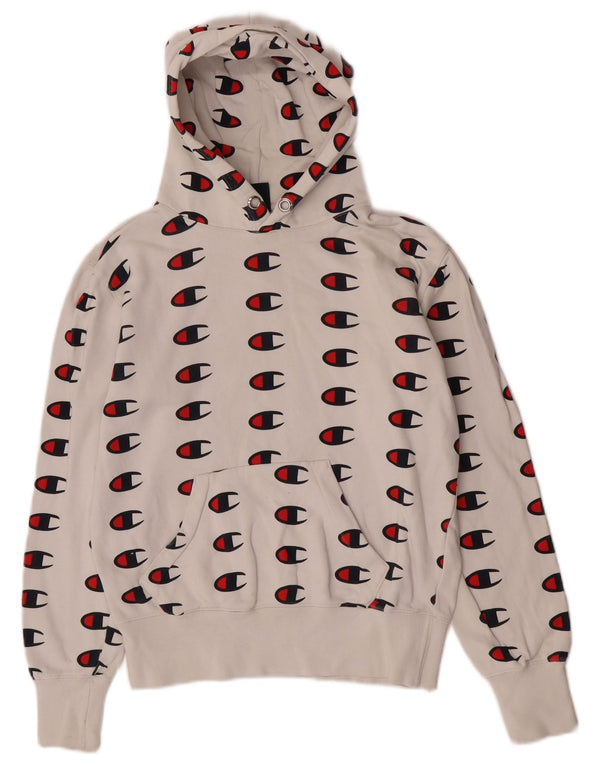 Champion Womens Graphic Relaxed Fit Hoodie Jumper UK 10 Small White Sports
