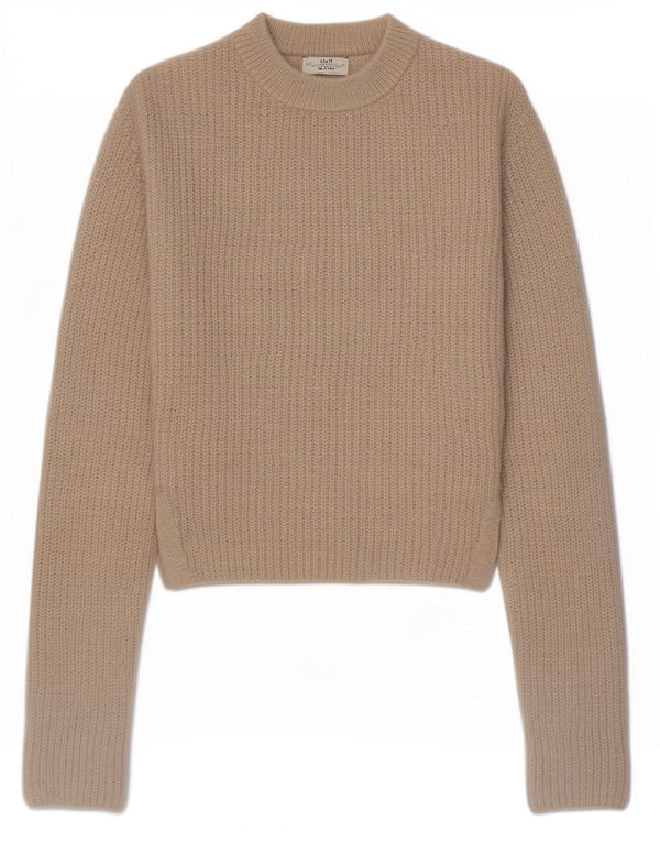 Zara Womens Crop Turtle Neck Jumper Sweater UK 12 Medium Beige Polyester