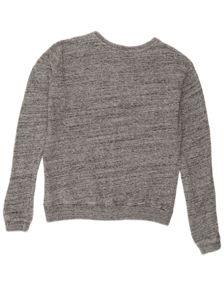 Superdry Graphic Sweatshirt Jumper UK 10 Small Grey Flecked