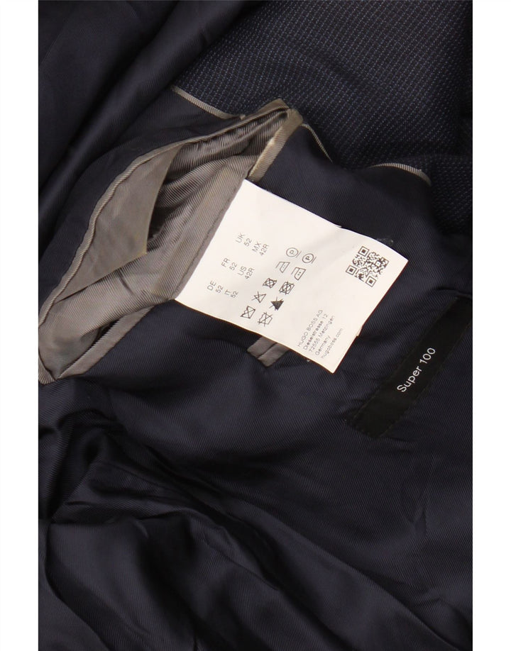 HUGO BOSS Herre 2-knaps blazerjakke EU 52 XL Marineblå ternet uld