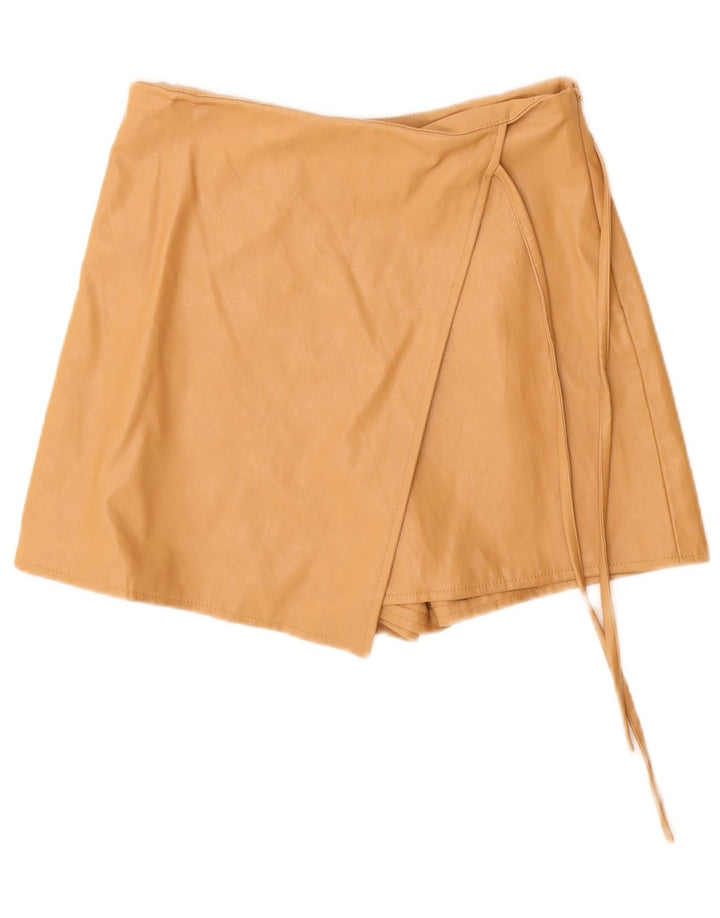 Zara lædershorts til kvinder Small W26 Beige polyurethan