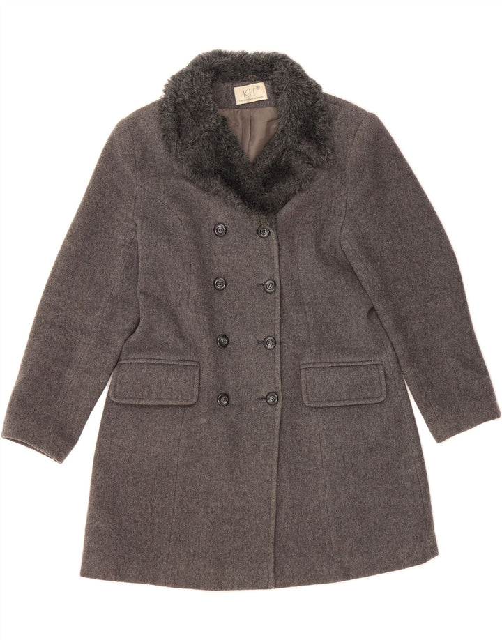 VINTAGE Womens Overcoat UK 12 Medium  Grey Wool Vintage Vintage and Second-Hand Vintage from Messina Hembry 