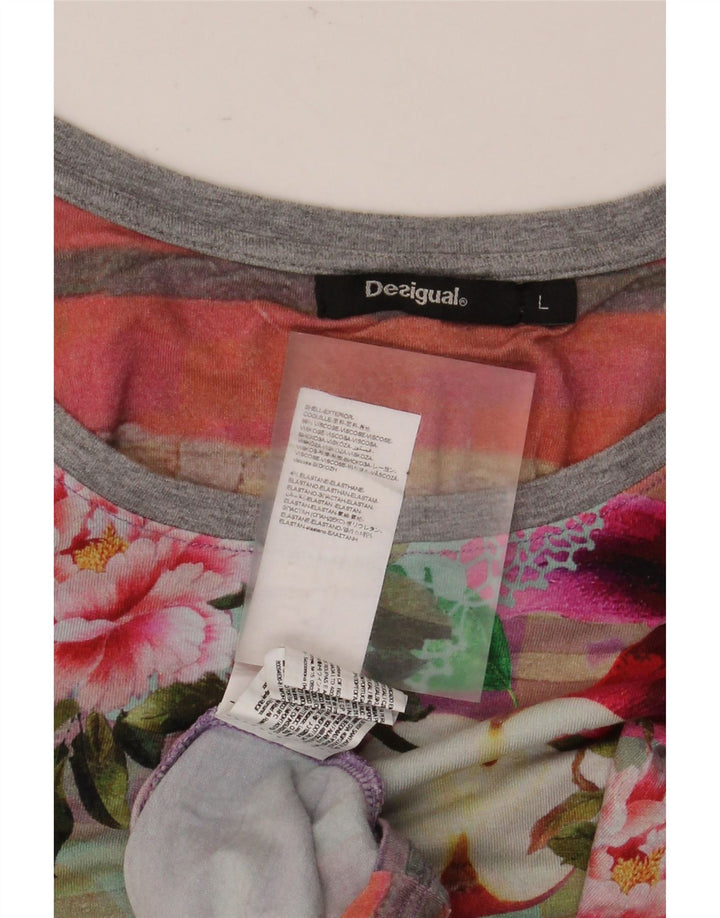 Desigual Womens Regular Bluse Top UK 16 Large Multicolored Floral Viscose