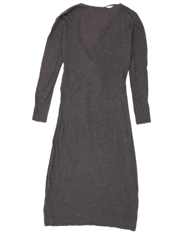Zara Dame Langærmet Jumper Dress UK 10 Small Grå Polyester