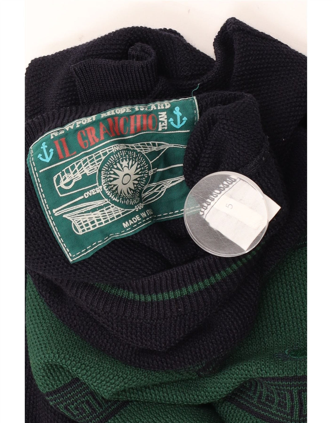 Il Granchio Herre Crew Neck Jumper Sweater Medium Green Colourblock