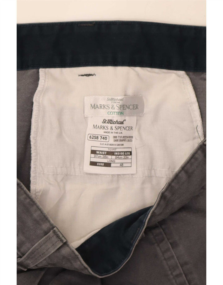 Marks & Spencer Herre Pegged Chino Bukser W38 L33 Grå Bomuld