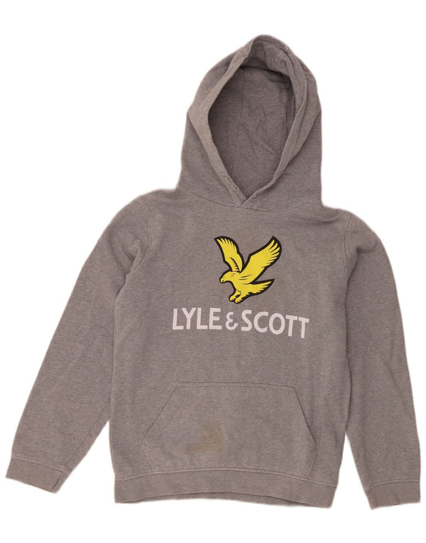 Lyle & Scott drenge grafisk hættetrøje 14-15 år grå bomuld