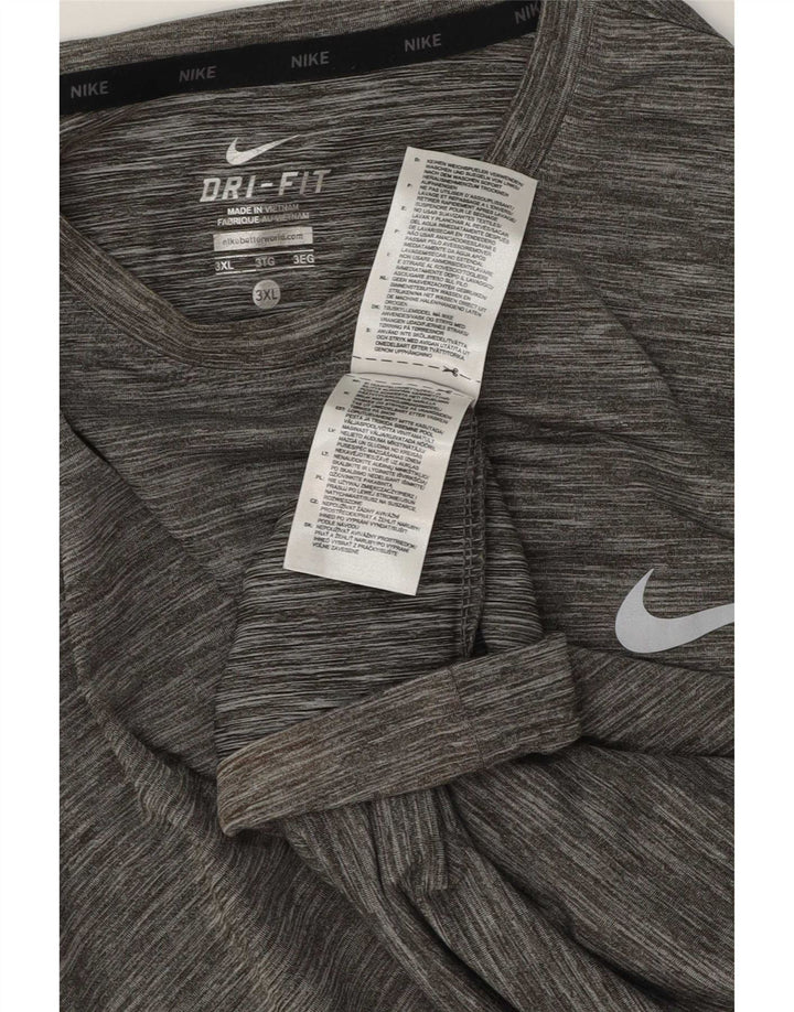 Nike Herre Dri Fit T-shirt Top 3XL Grå Flecked Polyester