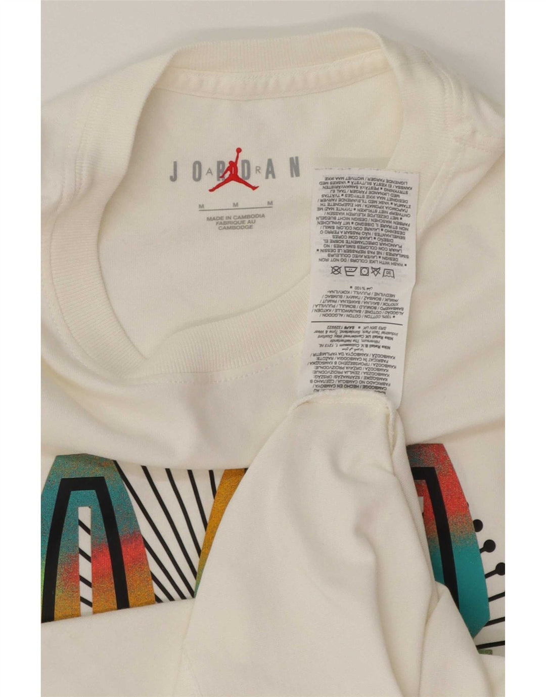 Jordan Herre grafisk T-shirt Top Medium hvid bomuld