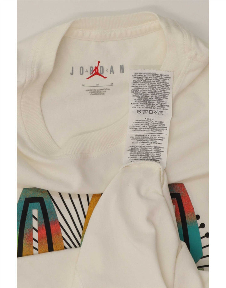 Jordan Herre grafisk T-shirt Top Medium hvid bomuld