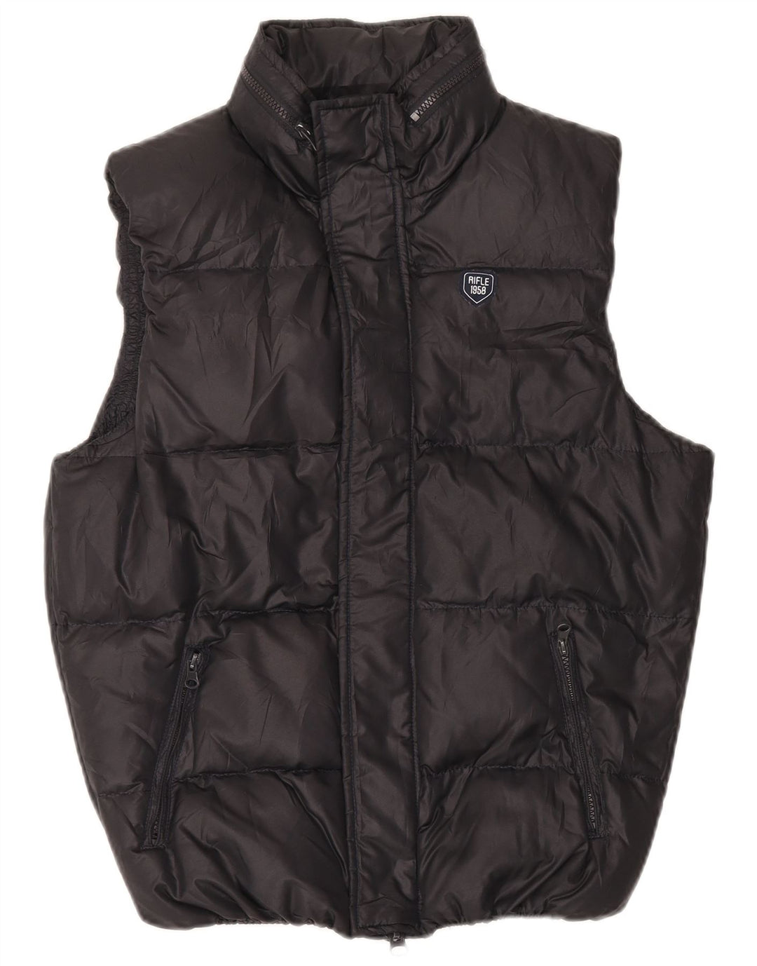 Rifle Herre Hætte polstret Gilet UK 36 Lille sort polyester