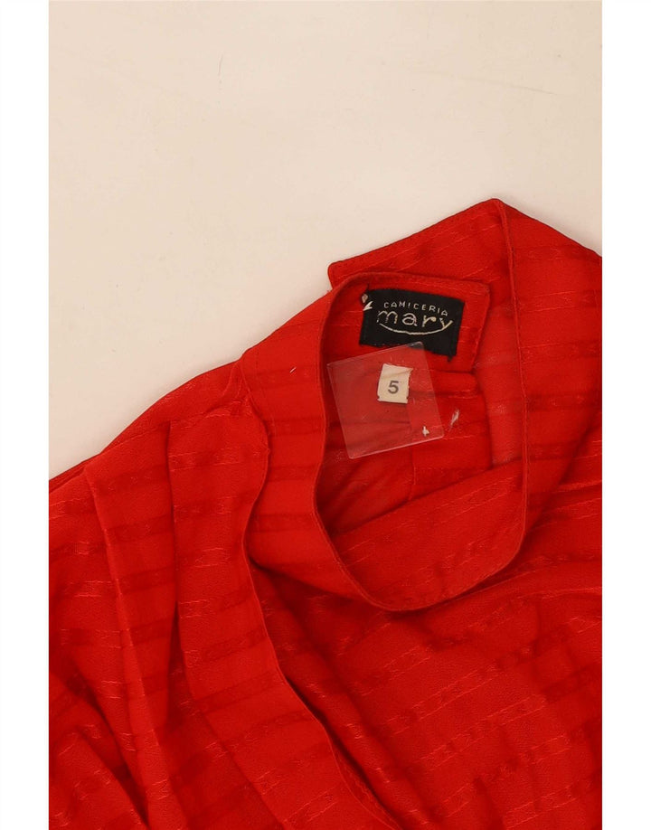 Vintage Womens Crop Shirt Bluse US 5 Lille rødstribet polyester