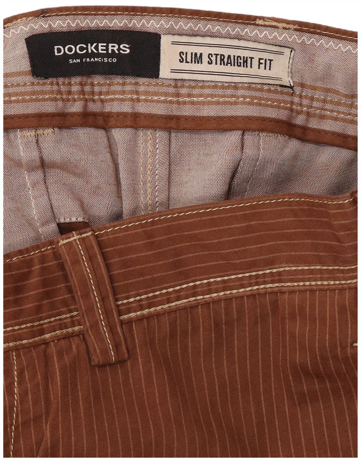 DOCKERS Slim Fit Chinobukser til mænd W34 L34 Brown Pinstripe Classic