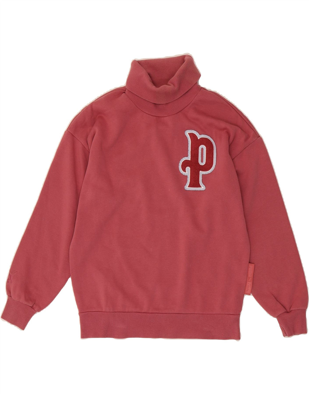 PUMA Womens Graphic Oversized Sweatshirt Jumper UK 6 XS Red Cotton Vintage Puma and Second-Hand Puma from Messina Hembry 