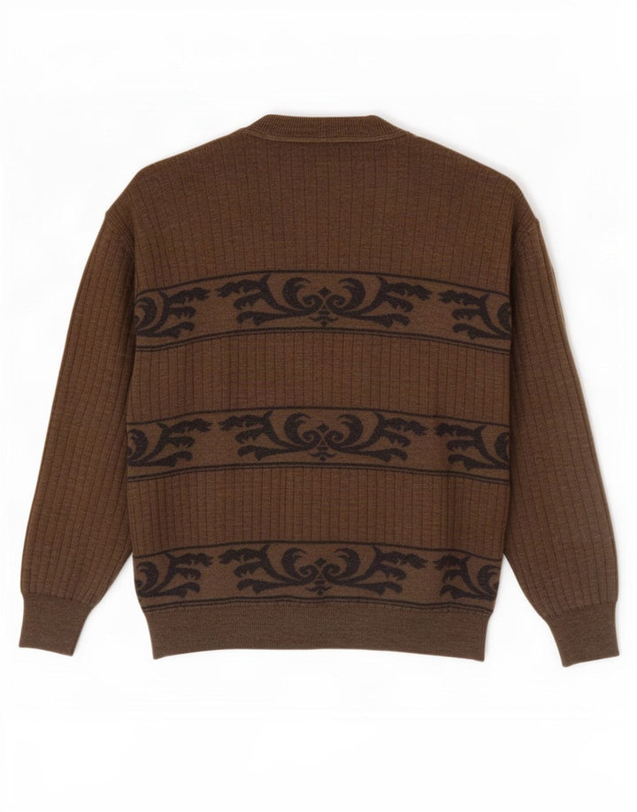 DALMINE Herre Cardigan Sweater IT 52 Large Khaki Paisley New Wool