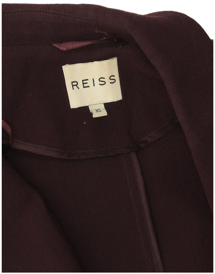 Reiss Womens Open Overcoat UK 6 XS Burgundy Wool