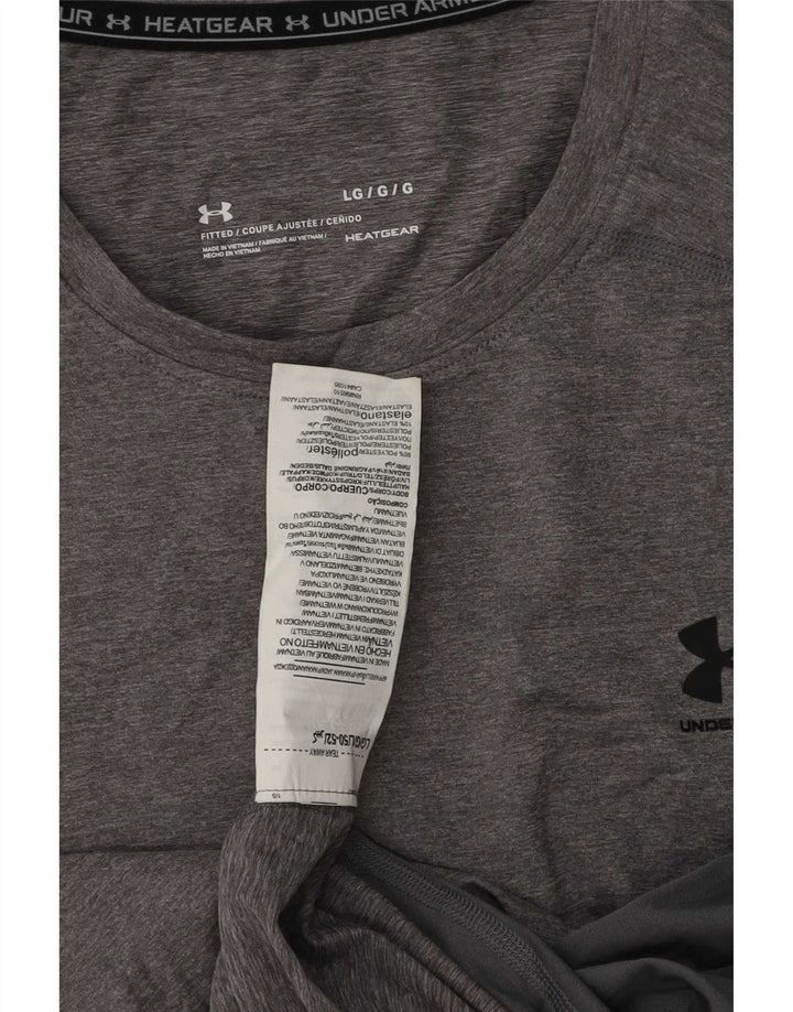 Under Armour Herre Heat Gear T-Shirt Top Stor Grå Polyester