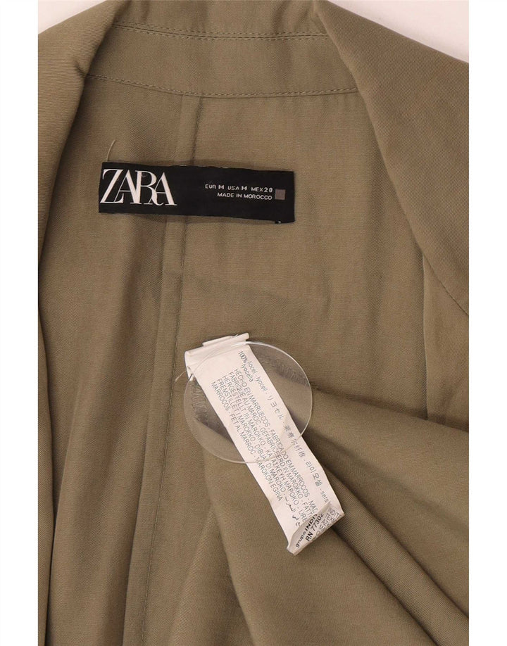 Zara Womens Open Overcoat UK 14 Medium Khaki Lyocell