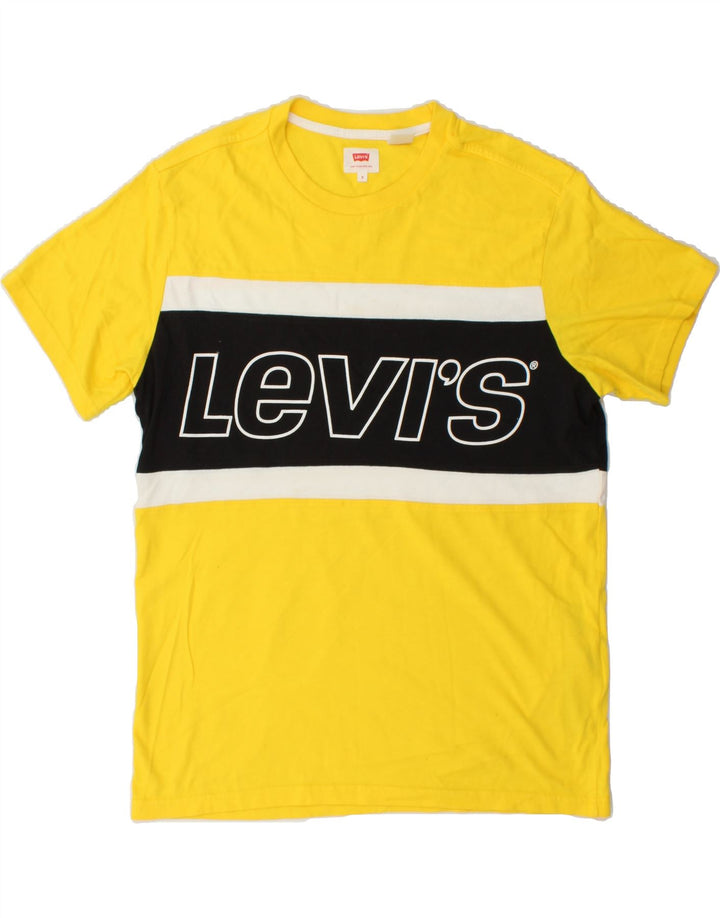 LEVI'S Mens Graphic T-Shirt Top Small Yellow Colourblock Cotton Vintage Levi's and Second-Hand Levi's from Messina Hembry 