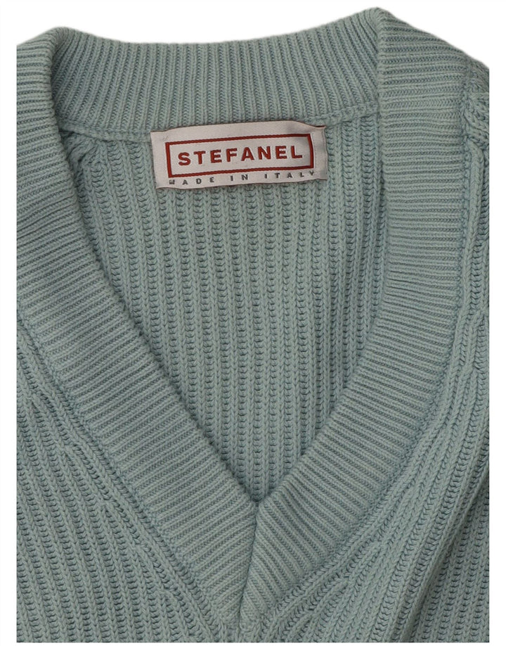 Stefanel Dame V-hals sweater UK 16 Large Blue