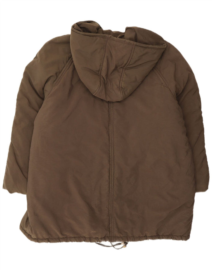 Max & Co. Dame hætte oversize polstret frakke UK 16 Stor brun polyester