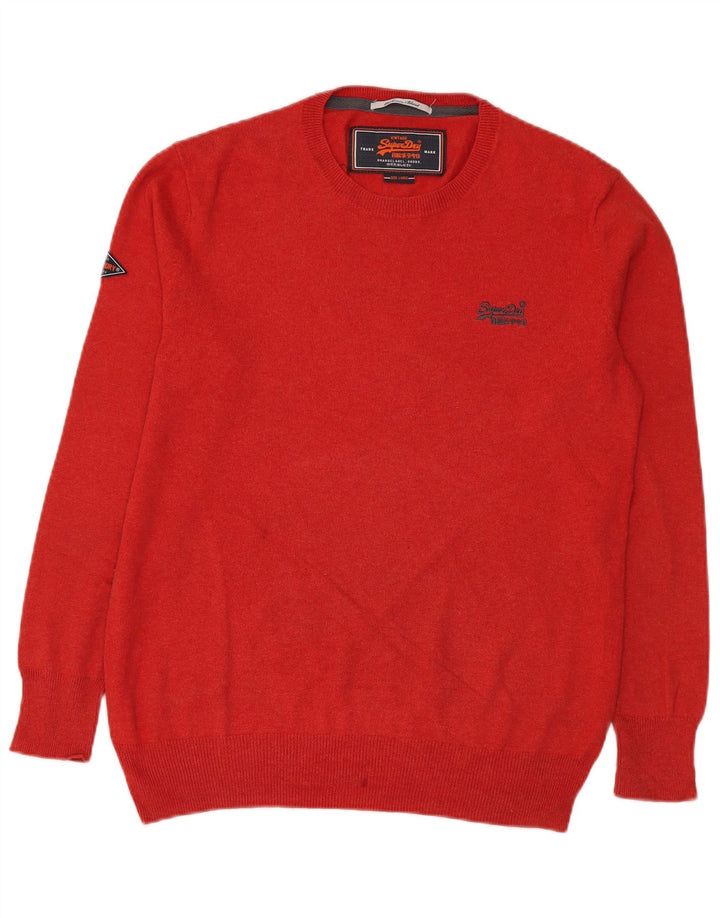 Superdry Herre sweater med rund hals, stor rød bomuld
