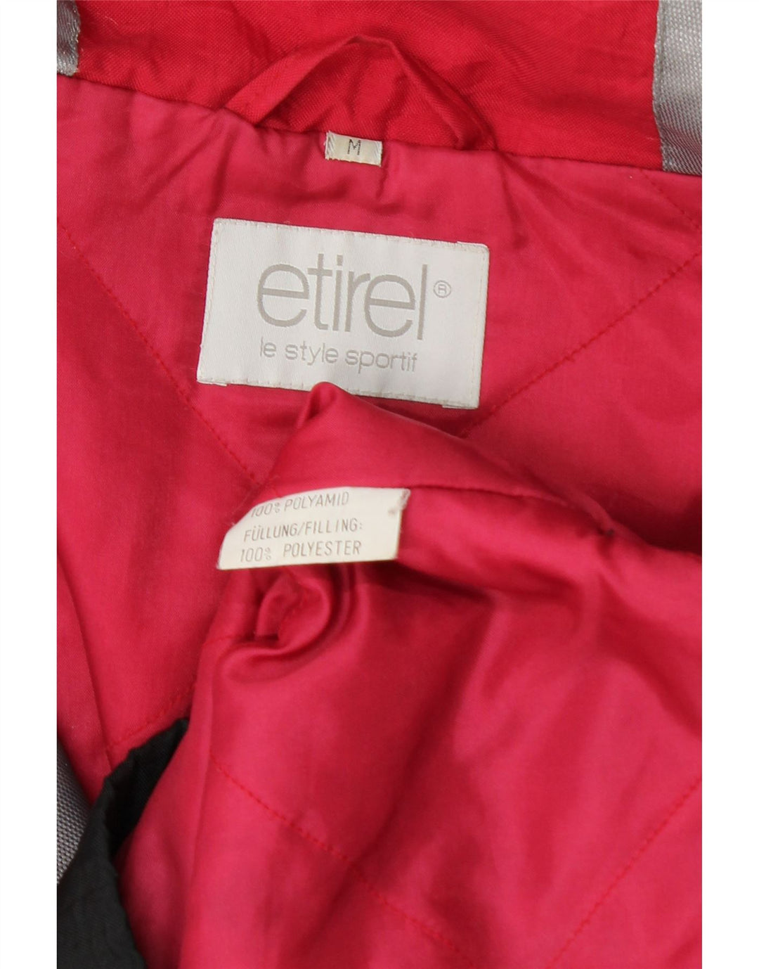 ETIREL Mens Graphic Hooded Anorak Jacket UK 38 Medium Red Colourblock Vintage Etirel and Second-Hand Etirel from Messina Hembry 