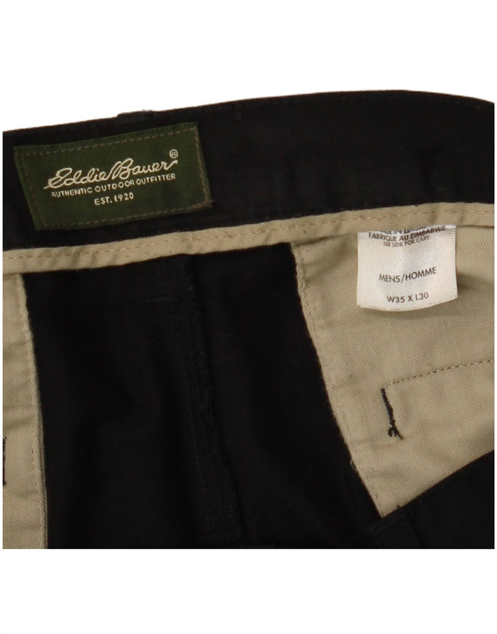 EDDIE BAUER Herre Pegged Chino Bukser W35 L30 Sort Bomuld