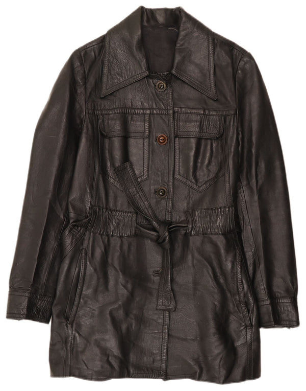 Vintage læderfrakke til kvinder UK 10 Small Black
