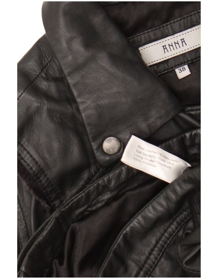 Anna Dame Biker Læder Gilet EU 38 Medium Sort Læder