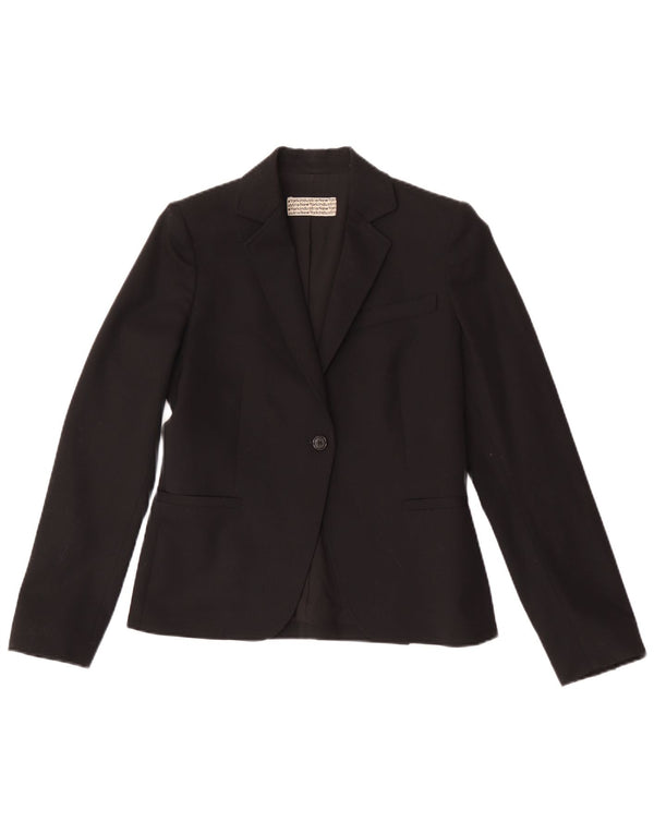 New York Industrie Dame 1 Knap Blazer Jakke EU 40 Medium Sort Uld