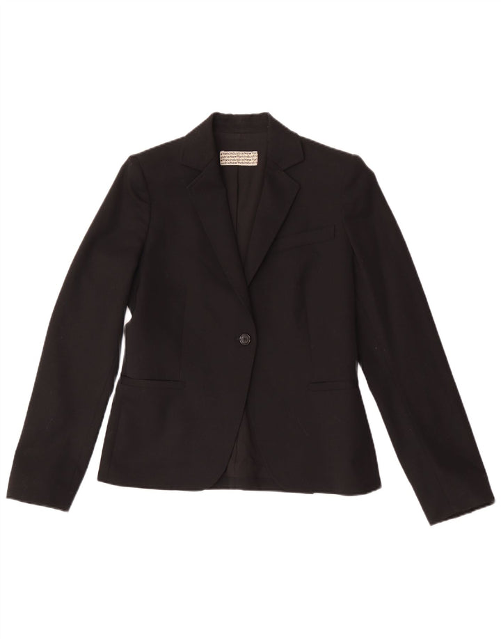 New York Industrie Dame 1 Knap Blazer Jakke EU 40 Medium Sort Uld