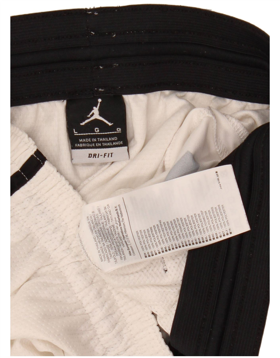 Jordan Herre Dri Fit grafiske sportsshorts store hvide polyester