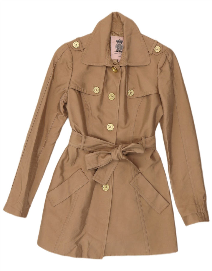 Juicy Couture Trench Coat til kvinder UK 10 Lille Beige Bomuld