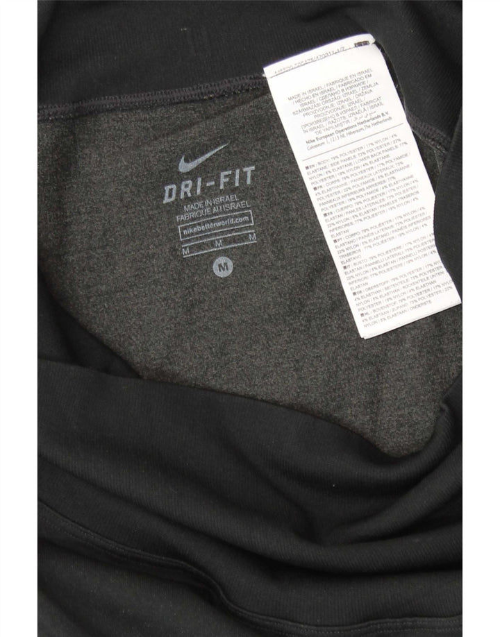 Nike Dame Dri Fit Leggings UK 12 Medium Sort Colourblock Polyester