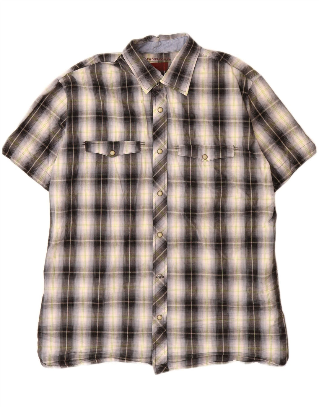 Levi's kortærmet herreskjorte lille grå ternet bomuld